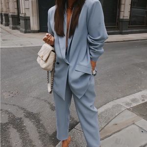 In The Style Lorna Luxe Blue Blazer and Trousers NWOT size US 8